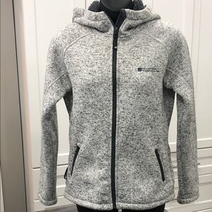 Mountain Warehouse Fleece-Lined Knit Jacket | Women’s Size 2 UK | Grey & White